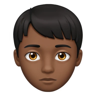 Dark brown boy, with fringe black hair, black eyes sticker