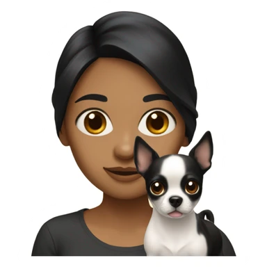 Girl with black hair with a Chihuahua dog￼ sticker