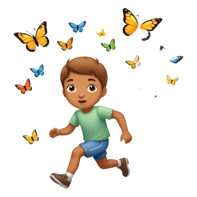 child chasing butterflies sticker