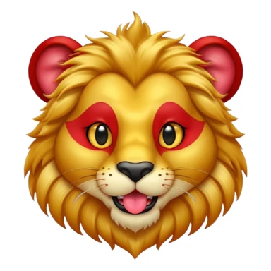 red lion with golden earings shiny eyes tongue out sticker
