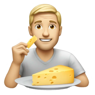 white man eating cheese sticker
