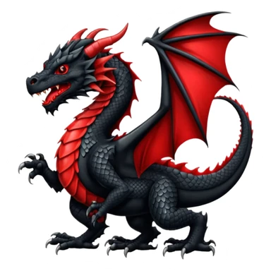 black Welsh dragon rampant, heraldic style sticker