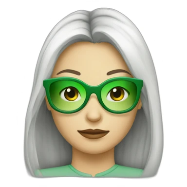 Femme lunette verte avec une queue de cheval sticker