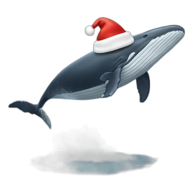 Humpback whale breaching out of the water and wearing a Santa hat  sticker