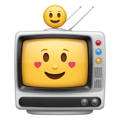 White Tv with an globe with emojis sticker