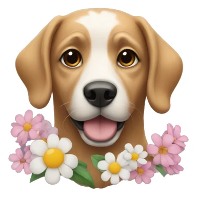 dog with flowers sticker