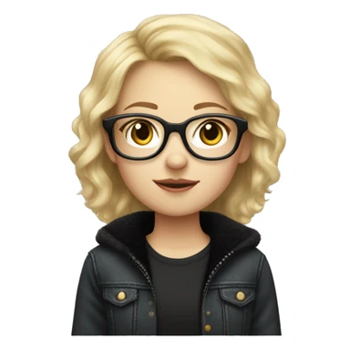 nerdy blonde haired girl who’s pale and had round glasses and ugly and pimply and wearing a black fuzzy jacket and jeans  sticker