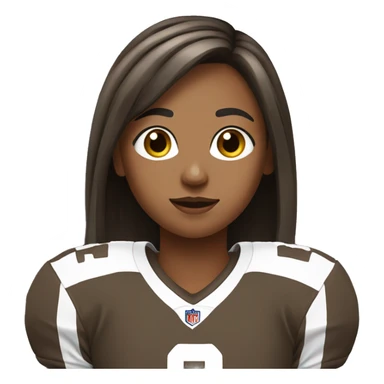 girl as a me, with Fringe brown-haired, long straight hair, hazel and slant eyes, and wearing football jersey sticker