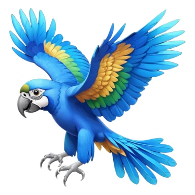 blue macaw with wings spread sticker