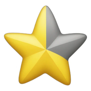 five-pointed star left half yellow and right half gray sticker