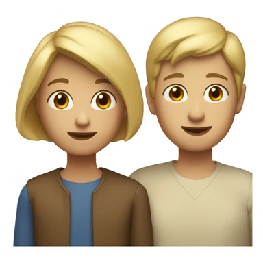 A blonde mother with a bob in a boy of 10 years old her son with brown short hair  sticker