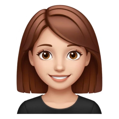 girl with fair skin, brown hair with a few rose gold highlights, and brown eyes, smiling sticker