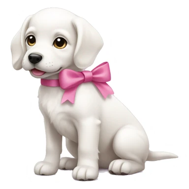 white puppy with a pink bow sticker