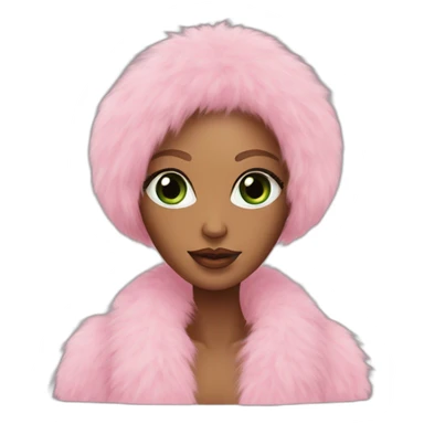 pink faux fur coat green eyed woman sticker