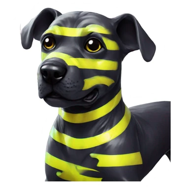 .Zombie_ Vaporwave black holographic oilslick zombie dog yellow caution tape graffiti yellow black stripes sticker
