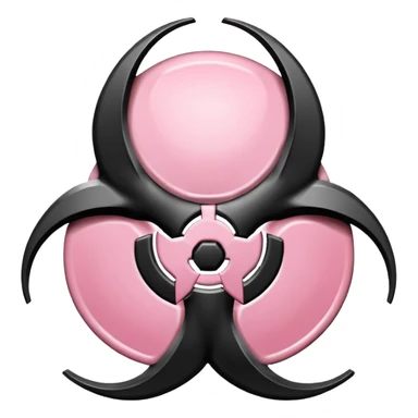 Light pink and black biohazard symbol sticker