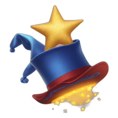 star jumping up and out of a magic hat without face sticker