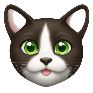 Cute Dark brown Tuxedo cat with green eyes sticker