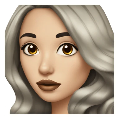 beautiful woman with black wavy hair and ivory skin and big brown eyes and long lashes and full lips sticker