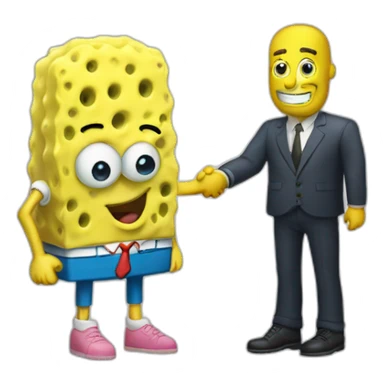 sponge-bob shake hands with patrik sticker