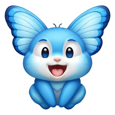 Cinematic Realistic Cute Yawning Blue Butterfly Portrait Emoji, Head tilted slightly with a dramatic, wide-open yawn, showcasing soft, downy sapphire wings with delicate, natural droop and half-closed, drowsy eyes rendered in exquisite detail, high shine, relaxed yet expressive, styled with a dash of subtle garden charm, soft glowing outline, capturing the essence of a sleepy yet affectionate blue butterfly that appears ready to rest its wings in quiet, enchanted slumber! sticker