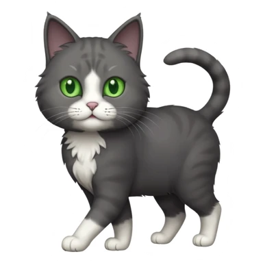 full body solid dark grey cat with green eyes, white paws and white whiskers walking sticker