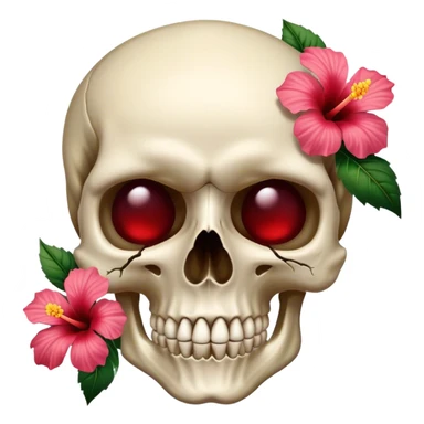Skull with hibiscus behind right ear sticker