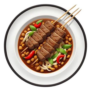 Xinjiang roasted lamb skewers with cumin and chili, simplified emoji style with bold outlines and bright colors, cartoon style Uyghur style Kawap sticker