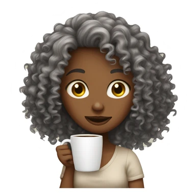 Curly Hair Girl whos drinking coffie sticker