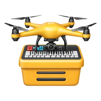 shopping basket with a drone, keyboard, and speaker emoji sticker