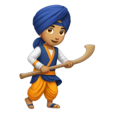 sikh kid with turban playing gatka sticker