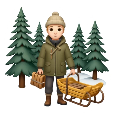 Eland voor slede in dennenbos  sticker