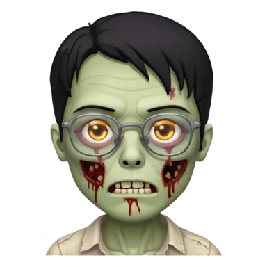 zumbie de cabelo preto medio,olhos pretos e oculos quadrados pequeno sticker