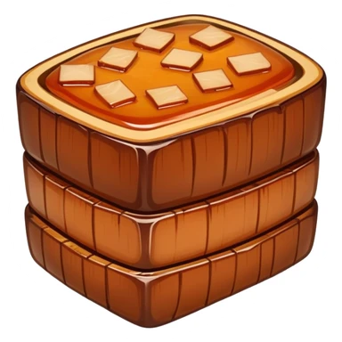 Dongpo Pork braised pork belly caramelized dish, simplified emoji style with bold outlines and bright colors, cartoon style Chinese culinary heritage sticker