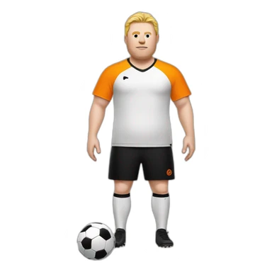 Fat white man play soccer orange and black sticker