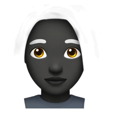 only face of human with black skin and round face with small eyes and long white hair sticker