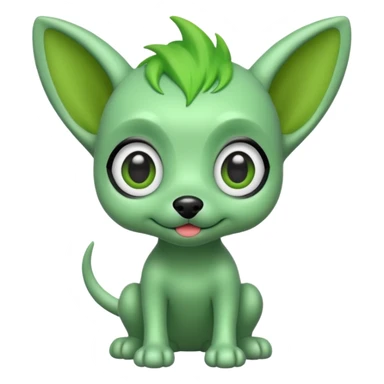 green haired alien dog with green skin sticker