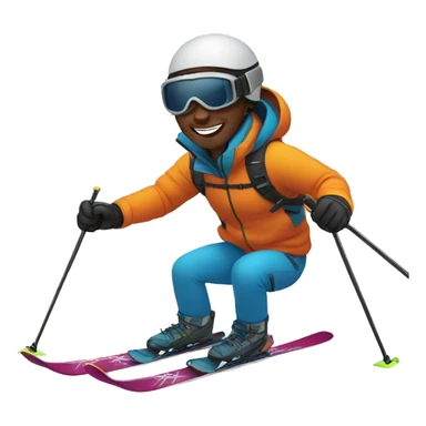 black man skiing sticker