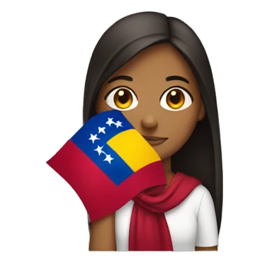 girl holding a venezuela flag  sticker