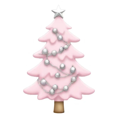 Light pink Christmas tree with silver garland  sticker