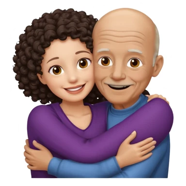  White no hiar Old man hugging dack skin curly hair woman sticker
