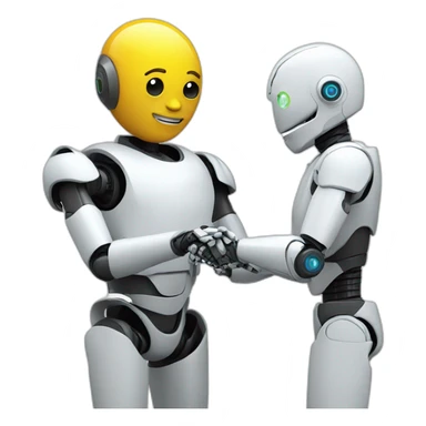 a robot and a human shaking hands sticker