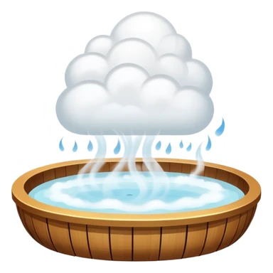 white steam cloud rising from a spa, white and slightly transparent sticker