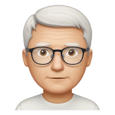 middle-aged-thin-white-man, white-short-hair-&-glasses,-wearing- white-shirt, facing right sticker
