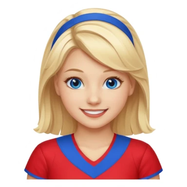 Cheerleader with blonde hair and blue eyes in a red and blue uniform sticker
