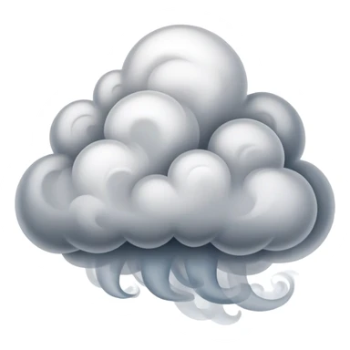 An emoji of rising smoke. Soft, wispy, and slightly transparent gray smoke swirling upwards. Natural and smooth movement, resembling steam, fog, or fire smoke sticker