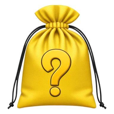 tied bag printed with q&a stuffed with yellow question marks sticker