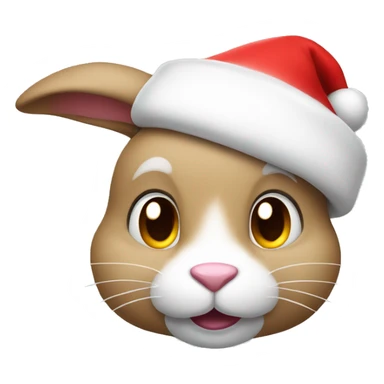 emoji ios rabbit in santa claus christmas hat sticker