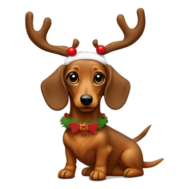 Mini long haired tan dachshund dressed like Rudolph sticker