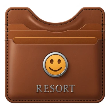 Resort Keycard & Holder: A sleek magnetic keycard paired with a leather card holder embossed with the resort logo.
 sticker
